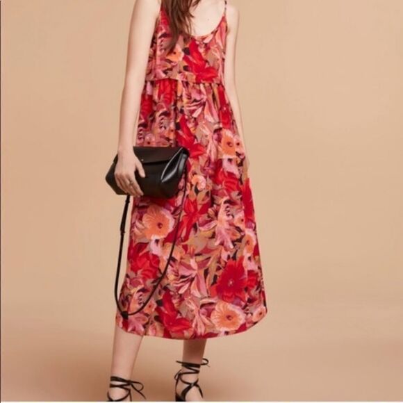 Aritzia Wilfred Silk Bisous Floral Midi Dress K11 - Picture 1 of 10
